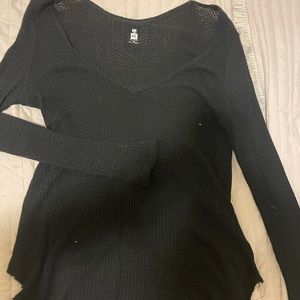Pacsun waffle knit long sleeve in black
